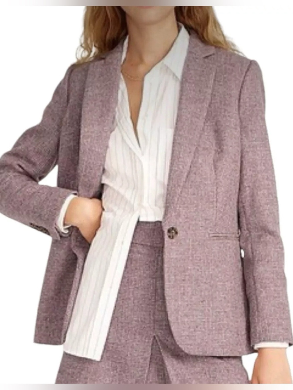 J.Crew Parke Blazer Pink Tweed 100% Wool Moon British Cloth Size 6 NWT